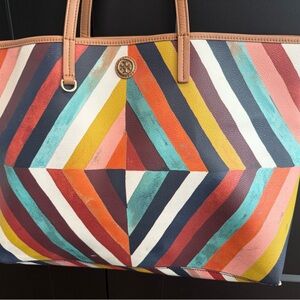 Tory Burch Colorful Striped Tote Bag